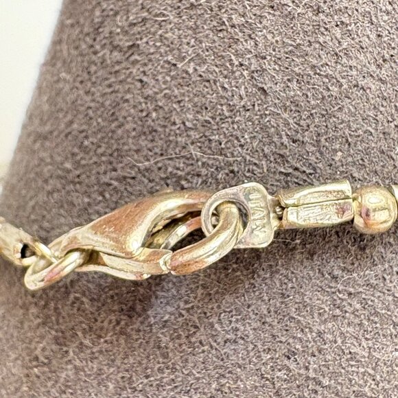 Sterling Silver 925 Child's Size Blue Cube Stone & Silver Tubing Bracelet 5" L - Picture 12 of 15